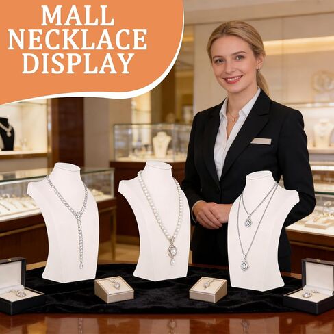 3 Pcs Jewelry Display Busts Velvet Necklace Display Stand Mannequin Holder for Necklace and Pendants Chain Organizer Jewelry Showcase for Selling, Trade Shows and Home Display (Beige) in Kuwait