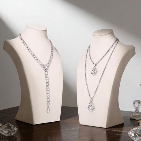 3 Pcs Jewelry Display Busts Velvet Necklace Display Stand Mannequin Holder for Necklace and Pendants Chain Organizer Jewelry Showcase for Selling, Trade Shows and Home Display (Beige) in Kuwait