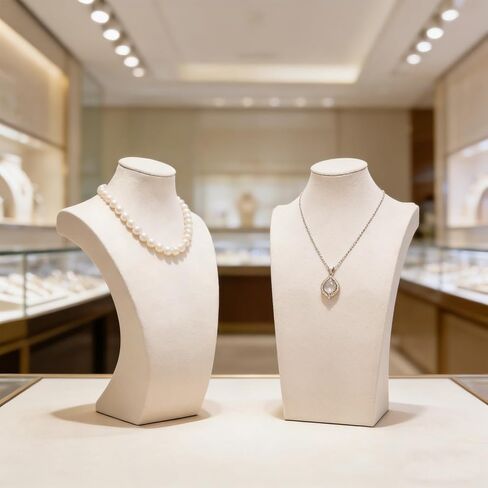 3 Pcs Jewelry Display Busts Velvet Necklace Display Stand Mannequin Holder for Necklace and Pendants Chain Organizer Jewelry Showcase for Selling, Trade Shows and Home Display (Beige) in Kuwait