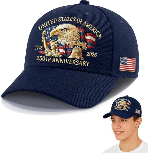 قبعة الولايات المتحدة الأمريكية للذكرى 250، قبعة طباعة النسور للذكرى السنوية الـ 250 للولايات المتحدة، قبعة بيسبول قابلة للتعديل للرجال والمحاربين القدامى in Kuwait