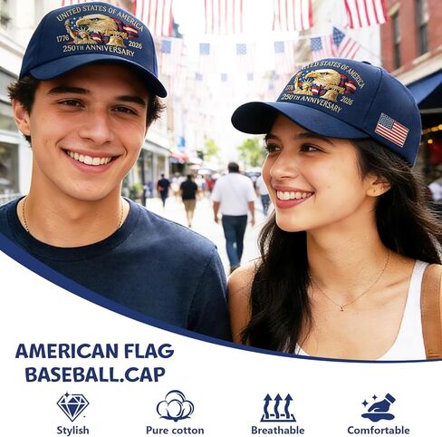 قبعة الولايات المتحدة الأمريكية للذكرى 250، قبعة طباعة النسور للذكرى السنوية الـ 250 للولايات المتحدة، قبعة بيسبول قابلة للتعديل للرجال والمحاربين القدامى in Kuwait