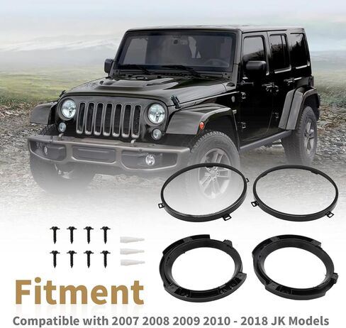 Headlight Mount Bracket Ring Replacement Set 4Pcs Compatible with Wrangler JK 2007-2018 in Saudi Arabia