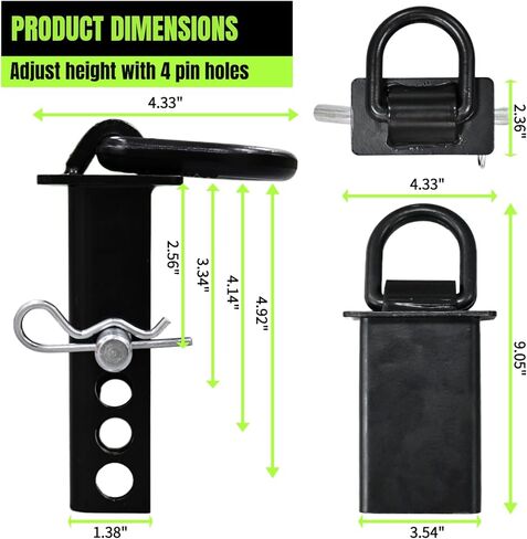 6 عبوات من الحلقات الثقيلة بجيب على شكل حرف D مقاس 1/2 بوصة، قوة كسر 12000 رطل مرساة قابلة للتعديل للشاحنات المسطحة ومقطورات المرافق | تعديل 4 فتحات in Kuwait