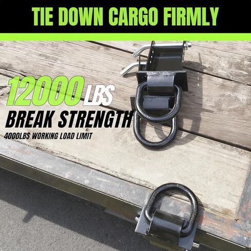 6 عبوات من الحلقات الثقيلة بجيب على شكل حرف D مقاس 1/2 بوصة، قوة كسر 12000 رطل مرساة قابلة للتعديل للشاحنات المسطحة ومقطورات المرافق | تعديل 4 فتحات in Kuwait