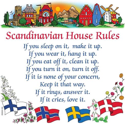 Essence of Europe Gifts Swedish Gift Wall Tile: Scandinavian House Rules in Saudi Arabia