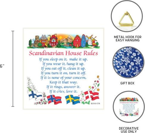 Essence of Europe Gifts Swedish Gift Wall Tile: Scandinavian House Rules in Saudi Arabia