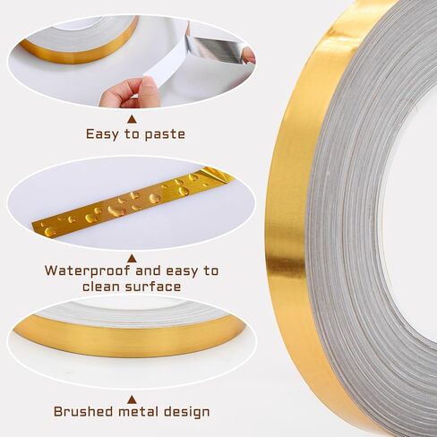 Waterproof Peel and Stick Floor Tile Stickers - Self-Adhesive Foil Lines Floor Tiles Sealing Tape for Kitchen, Bathroom, Wall, Mirror & Cabinet Decor(Silver) in Saudi Arabia