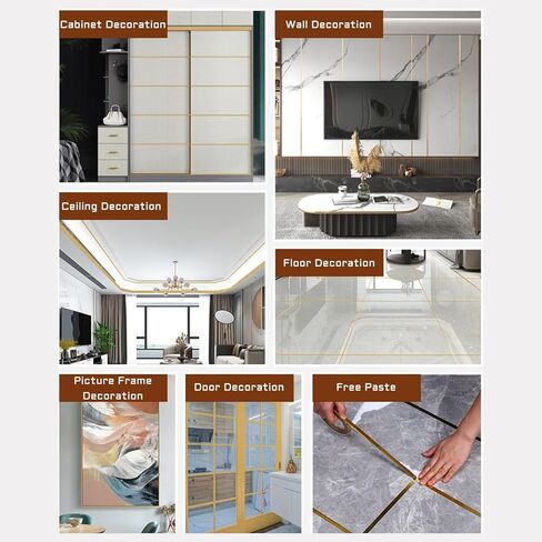 Waterproof Peel and Stick Floor Tile Stickers - Self-Adhesive Foil Lines Floor Tiles Sealing Tape for Kitchen, Bathroom, Wall, Mirror & Cabinet Decor(Silver) in Saudi Arabia