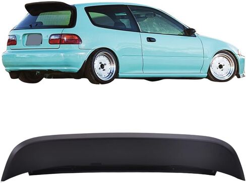 جناح سقف مطلي مسبقًا متوافق مع هوندا سيفيك 1992-1995، نمط منقار البط مطلي باللون الأسود غير اللامع ABS جناح سبويلر خلفي للرياح متوفر بواسطة IKON MOTORSPORTS، 1993 1994 in Kuwait