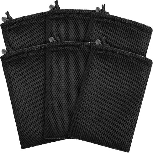 6 PCS Nylon Mesh Drawstring Bag, Black Small Drawstring Pouch 4.72" X 7.3" Mesh Gift Bags with Drawstrings for Mp3 Charger Cosmetic Jewelry Key Earphone Supplies in Saudi Arabia