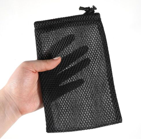 6 PCS Nylon Mesh Drawstring Bag, Black Small Drawstring Pouch 4.72" X 7.3" Mesh Gift Bags with Drawstrings for Mp3 Charger Cosmetic Jewelry Key Earphone Supplies in Saudi Arabia