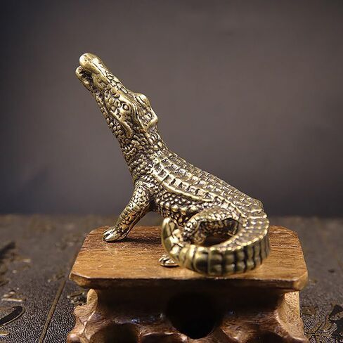 Brass Crocodile Desktop Statue House Sculptures Ornament Animal Figurines Ornaments Line Incense Burner for Office Home Decor Gift in Saudi Arabia