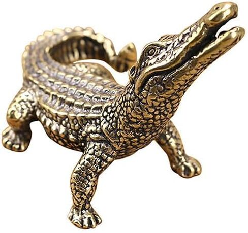Brass Crocodile Desktop Statue House Sculptures Ornament Animal Figurines Ornaments Line Incense Burner for Office Home Decor Gift in Saudi Arabia