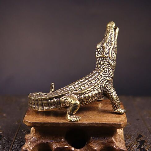 Brass Crocodile Desktop Statue House Sculptures Ornament Animal Figurines Ornaments Line Incense Burner for Office Home Decor Gift in Saudi Arabia