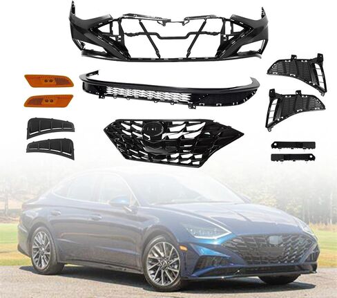 غطاء المصد الأمامي الكامل ومجموعة الشبكة العلوية متوافقة مع 2020-2023 Hyundai Sonata، استبدل OE# 86510L0400,86512L0400,86350L0700,86551L1000 in Kuwait