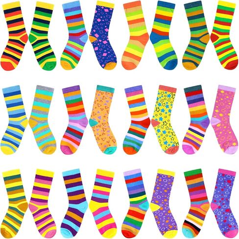 Janmercy 12 Pairs World Down Syndrome Awareness Socks Bulk Novelty Colorful Unmatched Unisex Crew Socks Crazy Cute Sock Gifts for Adults Charity Events Supplies in Saudi Arabia