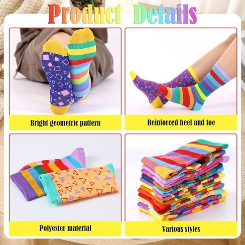 Janmercy 12 Pairs World Down Syndrome Awareness Socks Bulk Novelty Colorful Unmatched Unisex Crew Socks Crazy Cute Sock Gifts for Adults Charity Events Supplies in Saudi Arabia