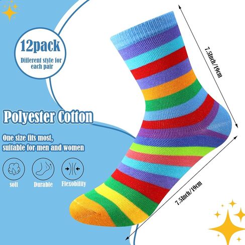 Janmercy 12 Pairs World Down Syndrome Awareness Socks Bulk Novelty Colorful Unmatched Unisex Crew Socks Crazy Cute Sock Gifts for Adults Charity Events Supplies in Saudi Arabia