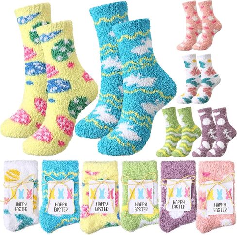 Easter Socks for Women Easter Gifts Fuzzy Bunny Egg Rabbit Fluffy Spring Socks with Tags Organza Bags in Saudi Arabia