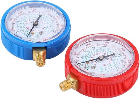 مجموعة قياس الضغط العالي والمنخفض لمبرد R410A R134A R22، مؤشر ضغط زنبركي، سهل التركيب، لجميع مكيفات السيارة، يتضمن مقياسين in Saudi Arabia