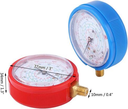 مجموعة قياس الضغط العالي والمنخفض لمبرد R410A R134A R22، مؤشر ضغط زنبركي، سهل التركيب، لجميع مكيفات السيارة، يتضمن مقياسين in Saudi Arabia