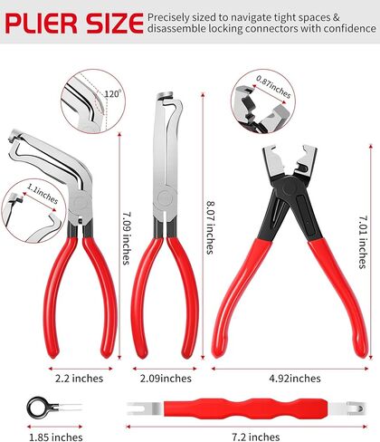Electrical Disconnect Pliers for Cars,Electrical Connector Separator Tool and Auto Electrical Connector Disconnect Pliers, 5-Pcs with Gloves,Fuel Line Petrol Clip for Fuel Line,Wiring,Sensors & Coils in Saudi Arabia