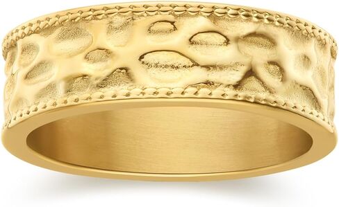 خواتم ذهبية للنساء - خواتم زفاف عصرية قابلة للتكديس ومطلية بالذهب عيار 14 قيراط للنساء in Kuwait