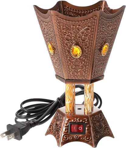 Bakhoor Electric Incense Burner Middle Eastern Style Tabletop Electric Censer Censer Metal Incense Burner for Home Office Yoga Spa Decor Copper (US Plug) in Saudi Arabia