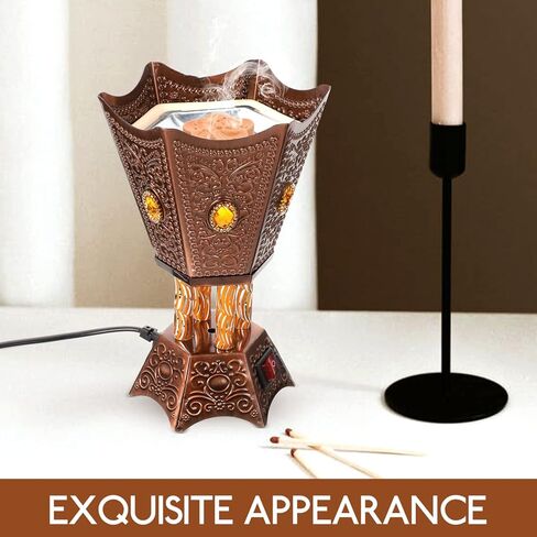 Bakhoor Electric Incense Burner Middle Eastern Style Tabletop Electric Censer Censer Metal Incense Burner for Home Office Yoga Spa Decor Copper (US Plug) in Saudi Arabia