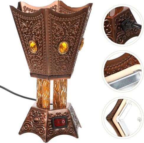 Bakhoor Electric Incense Burner Middle Eastern Style Tabletop Electric Censer Censer Metal Incense Burner for Home Office Yoga Spa Decor Copper (US Plug) in Saudi Arabia