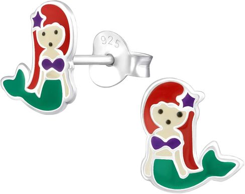ICYROSE 925 Sterling Silver red hair mermaid Stud Earrings Hypoallergenic, lead & nickel free in Saudi Arabia