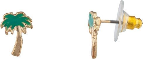 Lux Accessories Gold Tone Tropical Tree Pink Flamingo Yellow Pineapple Earrings in Saudi Arabia