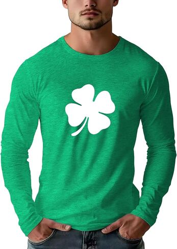 St Patricks Day Shirt Men Long Sleeve T-Shirt Lucy Shamrock Irish Crewneck Tops in Saudi Arabia