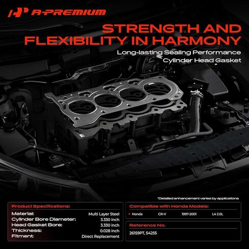 A-Premium L4 2.0L Engine Cylinder Head Gasket Compatible with Honda CR-V CRV 1997 1998 1999 2000 2001, Multi Layer Steel in Kuwait