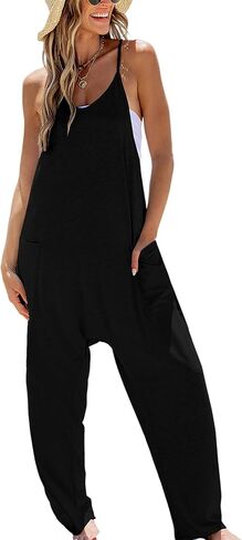 CUPSHE Women's Summer Jumpsuit Sleeveless Casual Loose Fit Knit Scoop Neck Wide Leg Pockets Long Romper One Piece Vacation in Saudi Arabia
