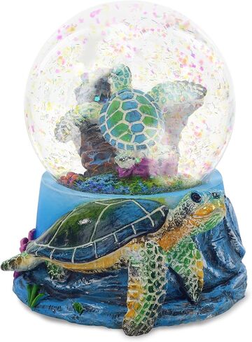 CoTa Global Sea Turtle Snow Globe Decor - Elegant Pink Sparkle Glitter Inside The Snow Globe Figure, Animal Figurines for Kids and Adults, Collectible Snow Globes for Birthday, Christmas - 65 mm in Saudi Arabia