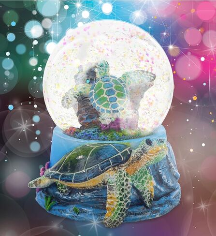 CoTa Global Sea Turtle Snow Globe Decor - Elegant Pink Sparkle Glitter Inside The Snow Globe Figure, Animal Figurines for Kids and Adults, Collectible Snow Globes for Birthday, Christmas - 65 mm in Saudi Arabia