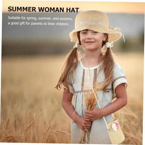 LIFKOME Girls Summer Hat Bag 1 Set Boys and Girls Sunshade Sun Block Children's Outdoor Easy to Carry Beige in Saudi Arabia