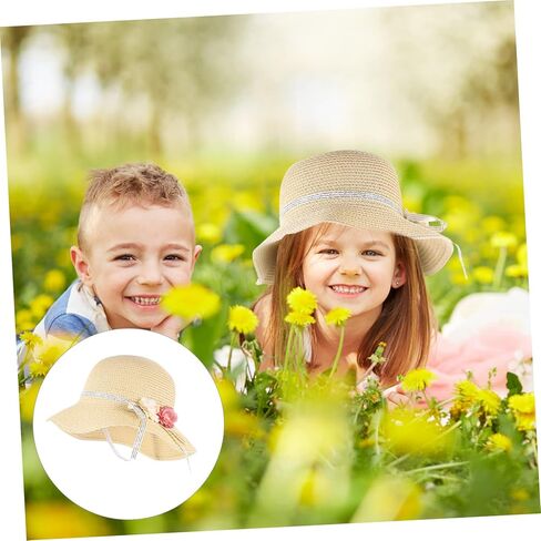 LIFKOME Girls Summer Hat Bag 1 Set Boys and Girls Sunshade Sun Block Children's Outdoor Easy to Carry Beige in Saudi Arabia