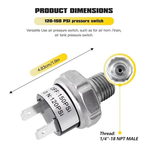 New Air Pressure Switch 120-150 PSI 1/4"-18 NPT DC 24V 12V Air Compressor 150PSI 120PSI in Saudi Arabia