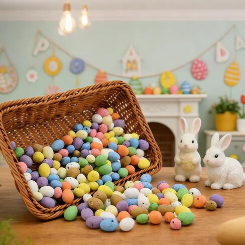 100 قطعة من بيض عيد الفصح الرغوي الصغير - بيض الطيور الاصطناعية المرقطة بألوان الباستيل لحشو سلة عيد الفصح، ديكور حفلات الربيع، الحرف اليدوية، إكليل الزهور وديكورات الطاولة المركزية in Kuwait