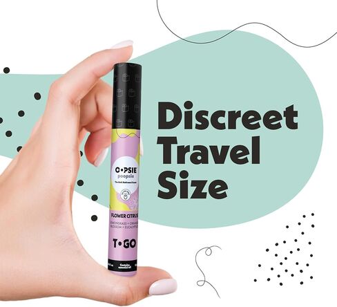 Oopsie Poopsie Before-You-Go Toilet Spray, Travel Essentials, Each Up to 50 Uses, On-The-Go Bathroom Odor Deodorizer with Essential Oils, TSA Approved Size, Flower Citrus 4 Pack, 0.34 Fl Oz in Saudi Arabia
