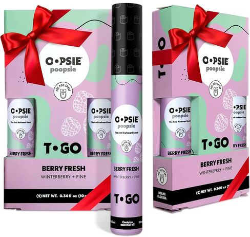 Oopsie Poopsie Before-You-Go Toilet Spray, Travel Essentials, Each Up to 50 Uses, On-The-Go Bathroom Odor Deodorizer with Essential Oils, TSA Approved Size, Flower Citrus 4 Pack, 0.34 Fl Oz in Saudi Arabia