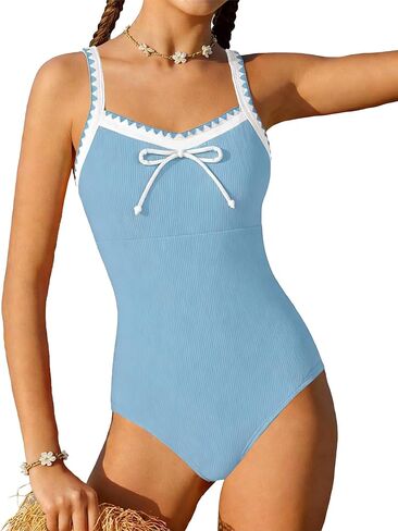 AMAWMW Girls Swimsuit One Piece Bathing Suit Ribbed Adjustable Straps Swimwear with Chest Pad Size 7-16Y in Kuwait