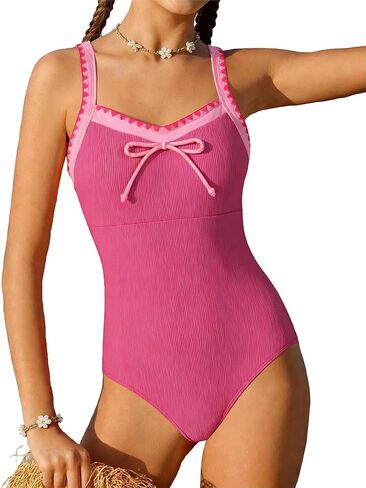 AMAWMW Girls Swimsuit One Piece Bathing Suit Ribbed Adjustable Straps Swimwear with Chest Pad Size 7-16Y in Kuwait