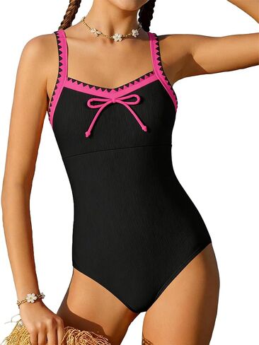 AMAWMW Girls Swimsuit One Piece Bathing Suit Ribbed Adjustable Straps Swimwear with Chest Pad Size 7-16Y in Kuwait