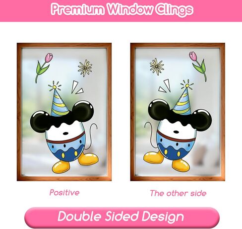 Easter Window Clings for Glass Decorations - 60 Pcs Double-Sided Happy Easter Sticker Cute Bunny Egg Rabbit Gel Window Clings Spring Window Decals Film Duck Mouse Decor for Office Classroom Home Wall in Saudi Arabia