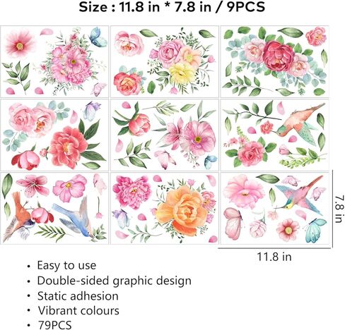 79 قطعة من ملصقات النوافذ للربيع والصيف - ملصقات النوافذ للربيع والصيف للنوافذ الزجاجية in Kuwait