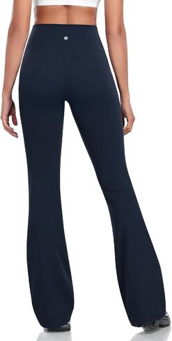HeyNuts Harmony Flare Leggings for Women, High Waisted Tummy Control Bell Bottom Leggings Wide Leg Bootcut Yoga Pants Athletic Compression Buttery Soft Lounge Pants 29" True Navy L(12) in Saudi Arabia