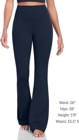 HeyNuts Harmony Flare Leggings for Women, High Waisted Tummy Control Bell Bottom Leggings Wide Leg Bootcut Yoga Pants Athletic Compression Buttery Soft Lounge Pants 29" True Navy L(12) in Saudi Arabia